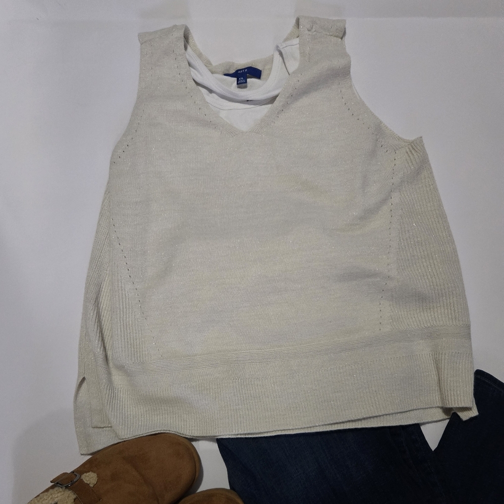 APT.9 Cream Sleeveless Knit Top